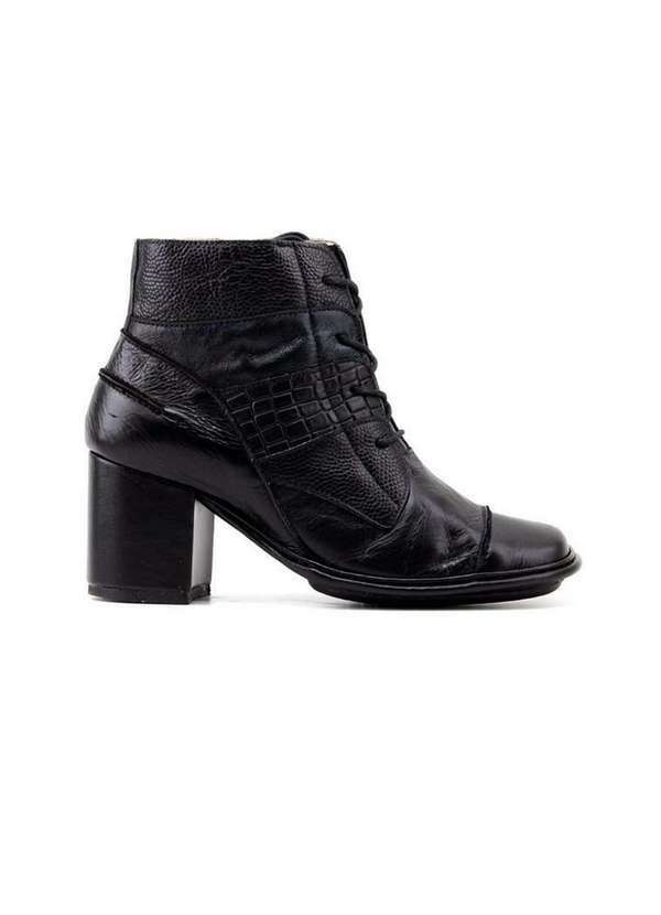 J.gean - Bota Cano Curto J.Gean Salto Médio Fm00014 Couro Preto Preto