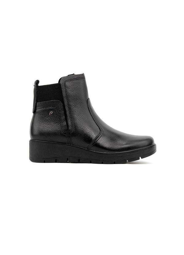 Pegada - Bota Cano Curto Pegada Anabela Amortech Couro Preto Preto
