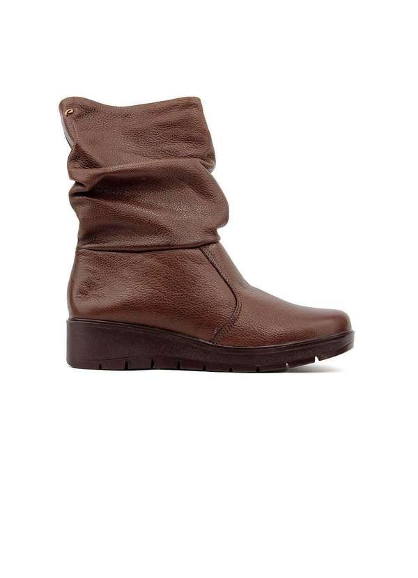 Pegada - Bota Cano Curto Pegada Forro Lã Couro Cafe Marrom