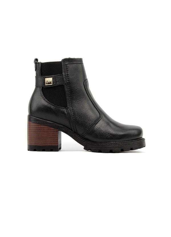 Pegada - Bota Cano Curto Pegada Soft Touch Couro Preto Preto