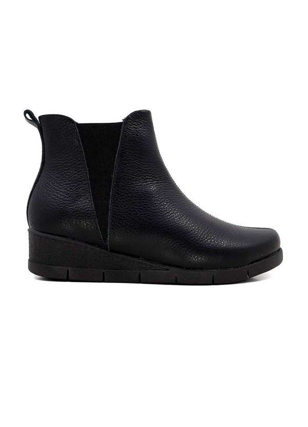 Usaflex Bota Cano Curto Usaflex Plataforma Ad0520 Couro Preto Preto