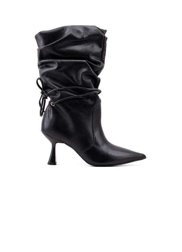 Lia Line - Bota Cano Médio Lia Line Slouchy 2298-71592 Couro Preto Preto