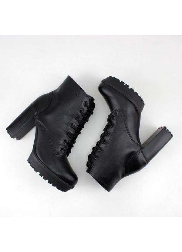 Bota Coturno Via Marte Salto Alto Preto Pixole