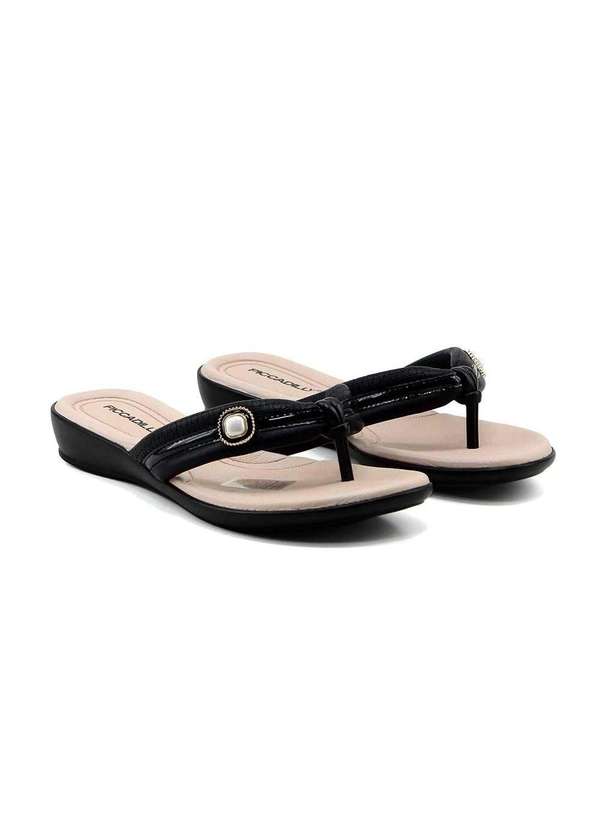 Piccadilly - Chinelo Feminino Piccadilly Camila Wide Fit Preto Preto 3