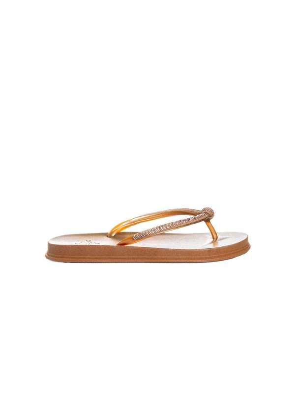 Pixolé - Chinelo Feminino Pixolé Strass Bronze Dourado