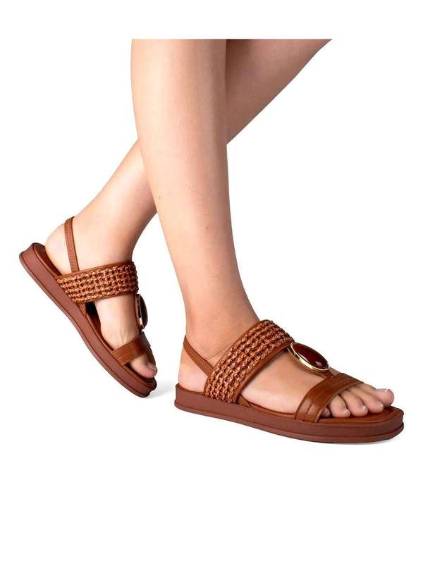Dakota - Sandália Dakota Flatform Tira Tramada Caramelo Marrom 9