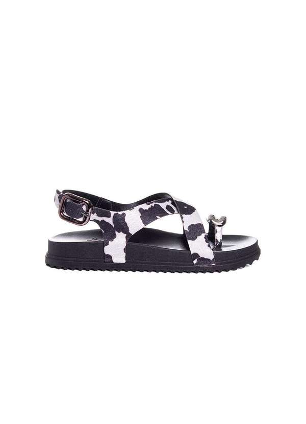 Pixolé - Sandália Flatform Pixolé Animal Print Branco/Preto Branco 1
