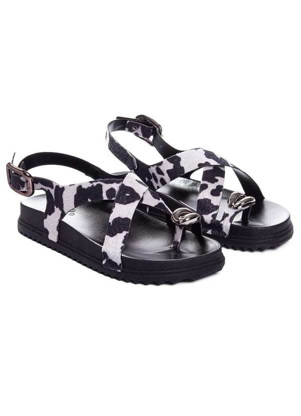 Pixolé - Sandália Flatform Pixolé Animal Print Branco/Preto Branco 5