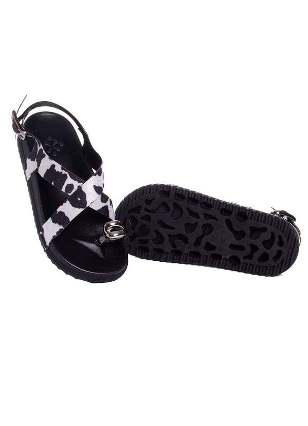 Pixolé - Sandália Flatform Pixolé Animal Print Branco/Preto Branco 6