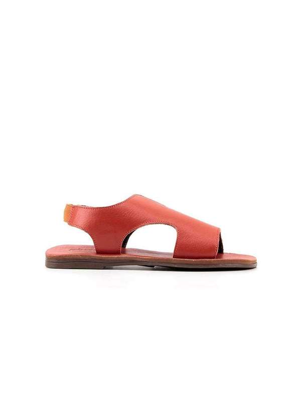 Pixolé - Sandália Pixolé Rasteira Couro Laranja Laranja