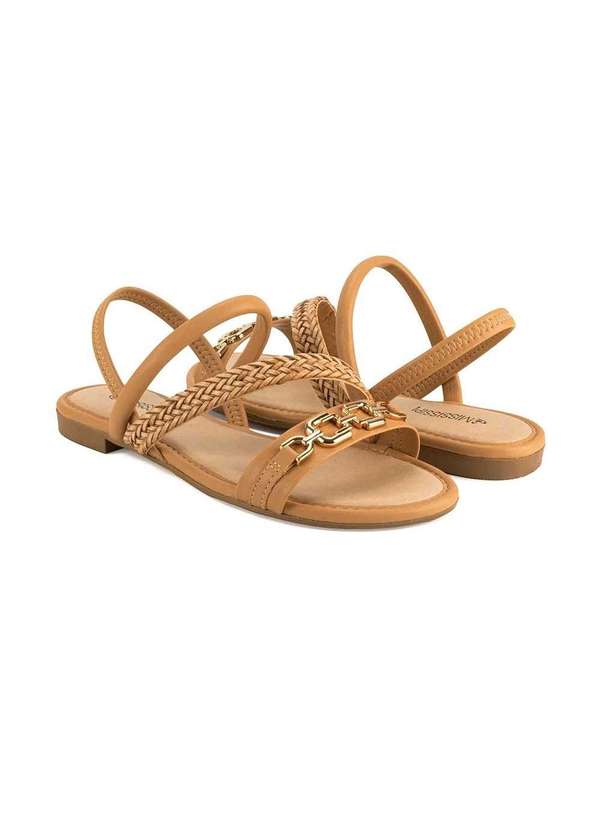 Mississipi - Sandália Rasteira Mississipi Tiras Tramada Mel Dourado 4