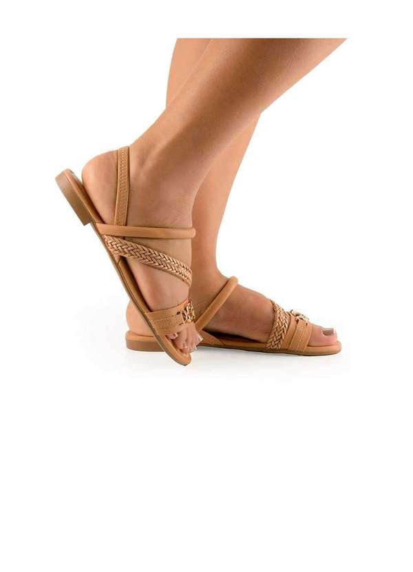 Mississipi - Sandália Rasteira Mississipi Tiras Tramada Mel Dourado 5