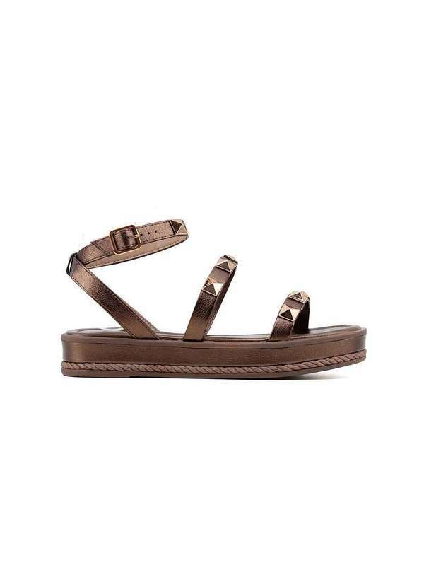 Via Marte - Sandália Rasteira Via Marte Metal 118.001.01 Bronze Marrom