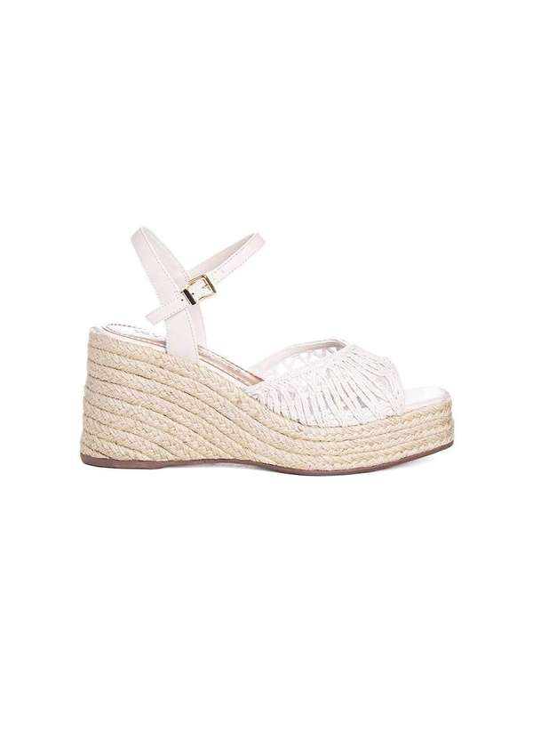 Loucos e Santos - Sandália Anabela Loucos e Santos Salto Alto Off White Bege