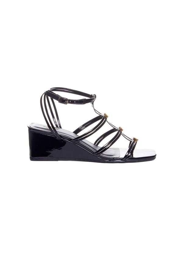 Pixolé - Sandália Anabela Pixolé Salto Médio Preto Preto