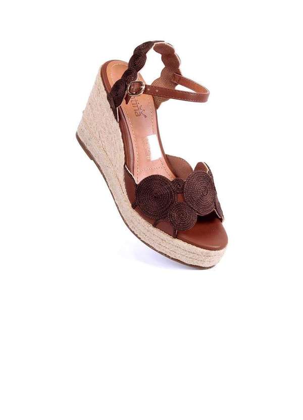 Pixolé - Sandália Anabela Valentina Bordada Café Marrom 2