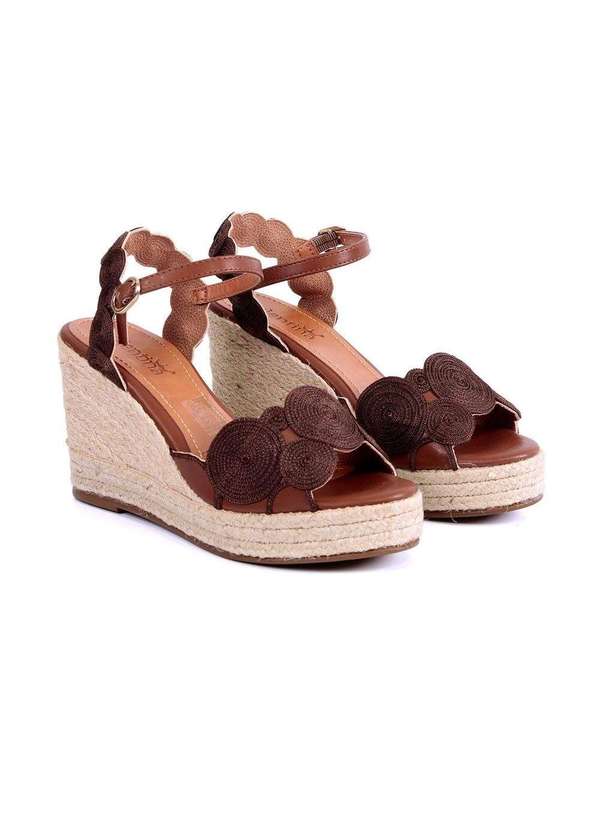Pixolé - Sandália Anabela Valentina Bordada Café Marrom 3