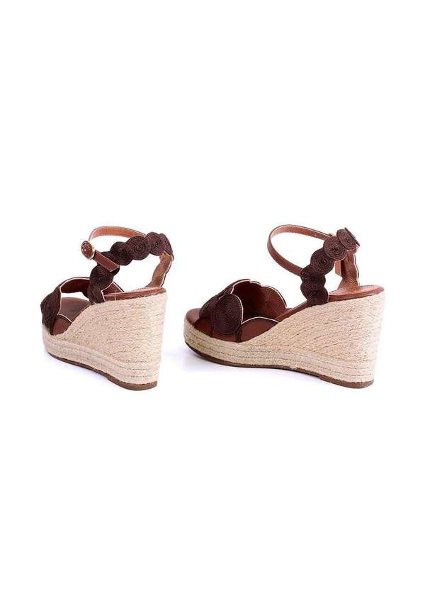 Pixolé - Sandália Anabela Valentina Bordada Café Marrom 4