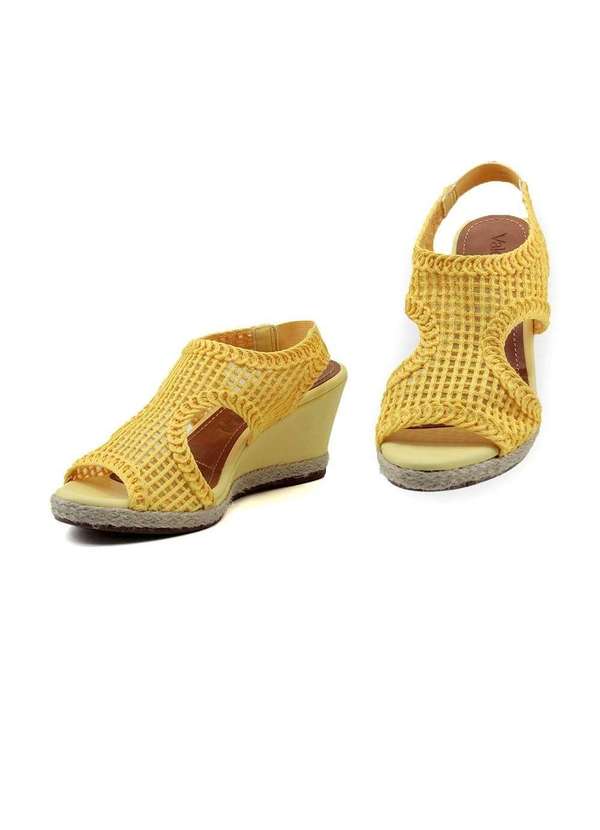 Pixolé Sandália Anabela Valentina Tramada Amarelo Amarelo