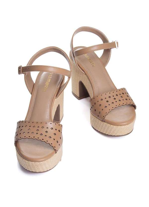 Sandália Anabela Via Marte Areia Bege Pixole