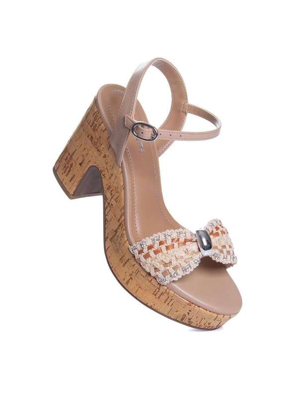 Via Marte - Sandália Anabela Via Marte Salto Alto Natural Bege 2