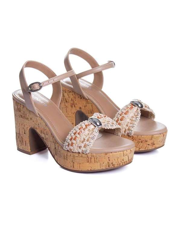 Via Marte - Sandália Anabela Via Marte Salto Alto Natural Bege 3