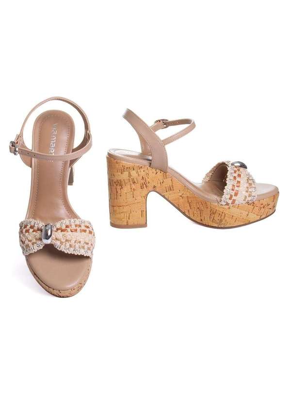 Via Marte - Sandália Anabela Via Marte Salto Alto Natural Bege 4