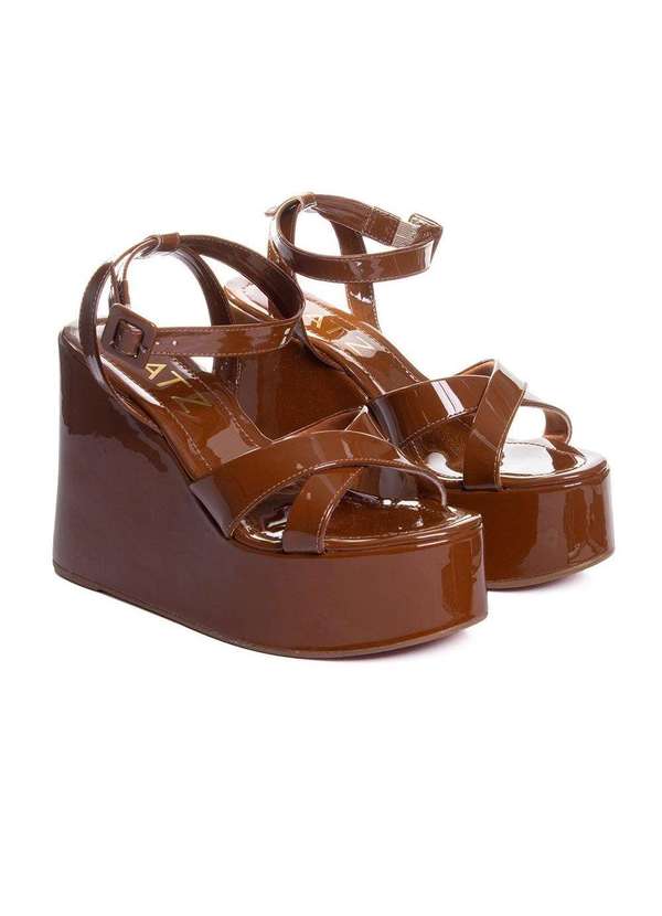 Zatz - Sandália Anabela Zatz Salto Alto Café Marrom 3