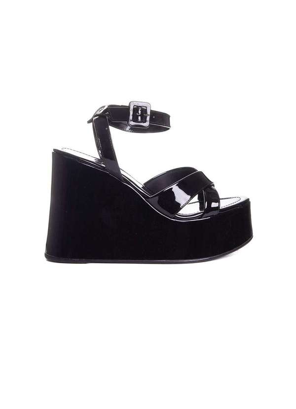 Zatz - Sandália Anabela Zatz Salto Alto Preto Preto