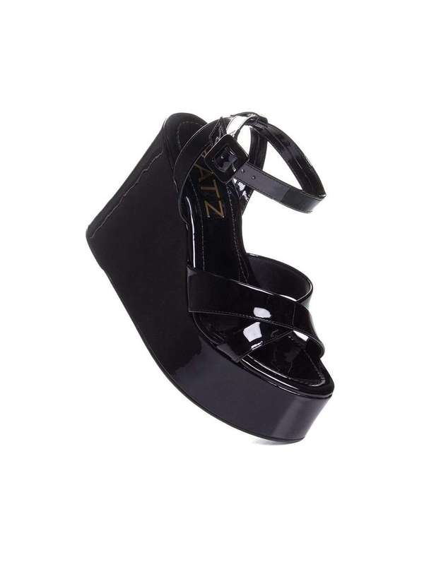 Zatz - Sandália Anabela Zatz Salto Alto Preto Preto 2