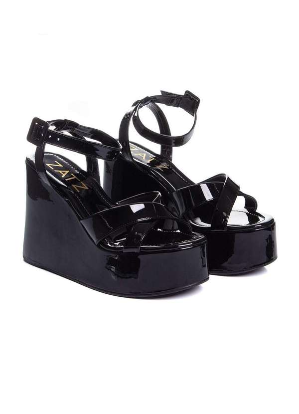 Zatz - Sandália Anabela Zatz Salto Alto Preto Preto 3