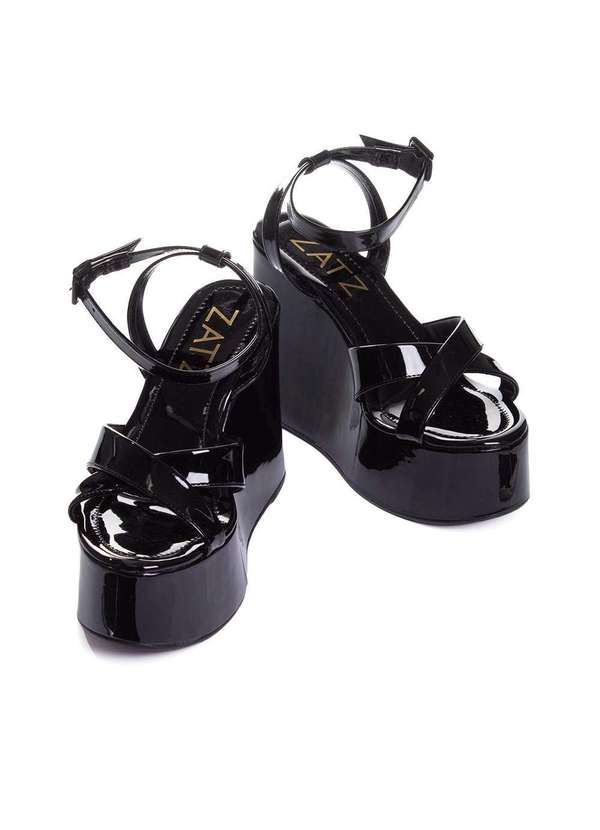 Zatz - Sandália Anabela Zatz Salto Alto Preto Preto 4