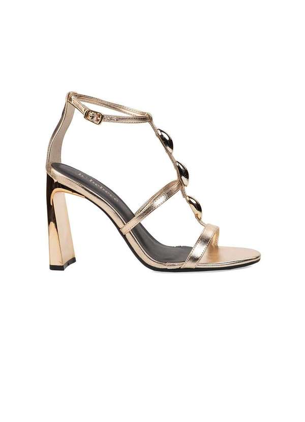 Bebecê - Sandália Bebecê Salto Geométrico Alto Dourado Dourado