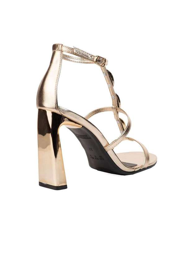 Bebecê - Sandália Bebecê Salto Geométrico Alto Dourado Dourado 4