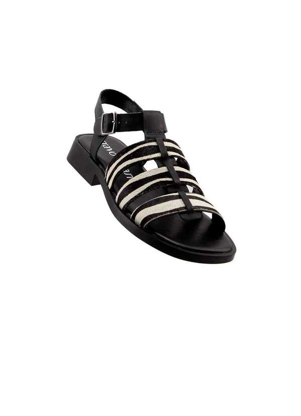 Cravo & Canela - Sandália Cravo e Canela Salto Baixo 1238cc Couro Zebra Preto 2