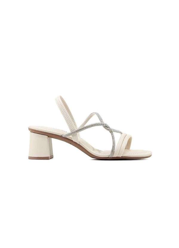 Dakota - Sandália Dakota de Salto Bloco Strass Bege Bege