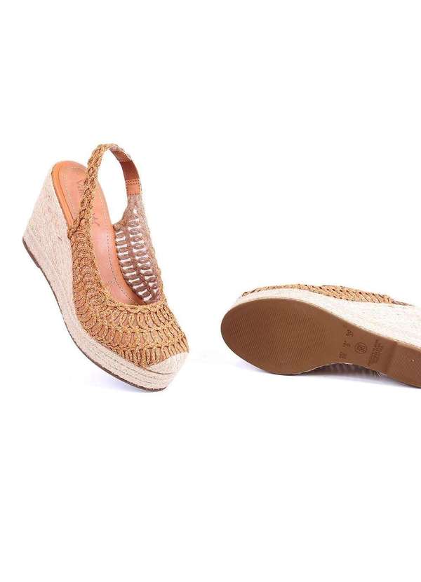 Pixolé - Sandália Espadrille Valetina Anabela Ambar Laranja 5