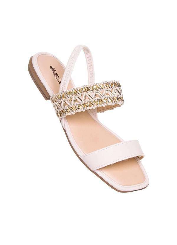 Dakota - Sandália Feminina Mississipi Salto Baixo Bege Bege 2