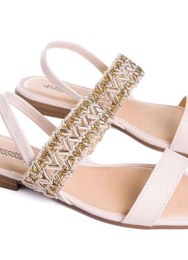 Dakota - Sandália Feminina Mississipi Salto Baixo Bege Bege 4