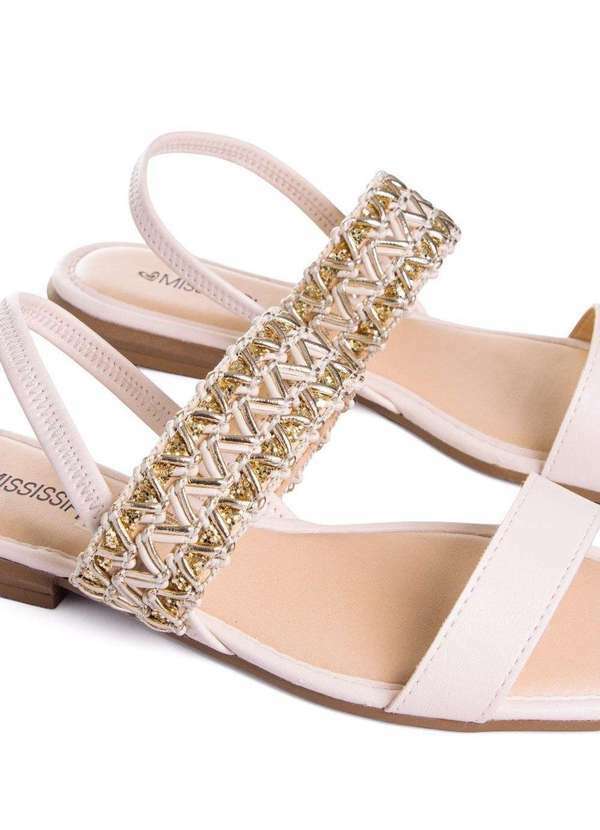 Dakota - Sandália Feminina Mississipi Salto Baixo Bege Bege 9