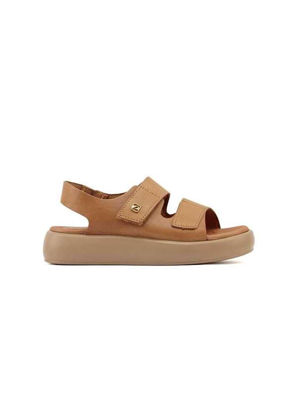 Pegada - Sandália Feminina Pegada Flatform 233713 Couro Whisky Marrom