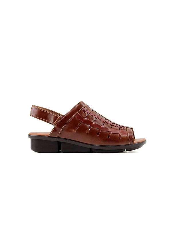 Pixolé - Sandália Feminina Pixolé Tramada Couro Camel Marrom