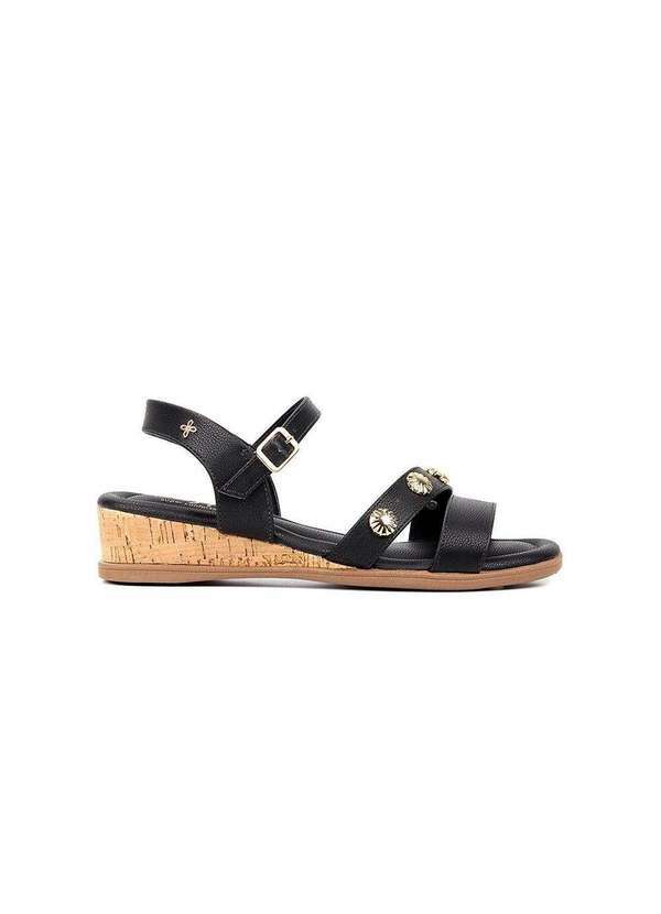 Pixolé - Sandália Feminina Softli Anabela Preto Marrom