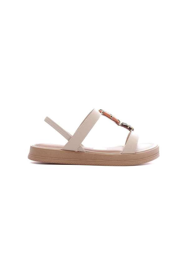 Dakota - Sandália Flatform Dakota Pedrarias Off White Bege