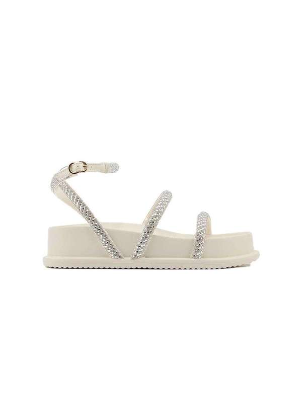 Pixolé - Sandália Flatform Santinelli Strass 1550.004 Off White Bege