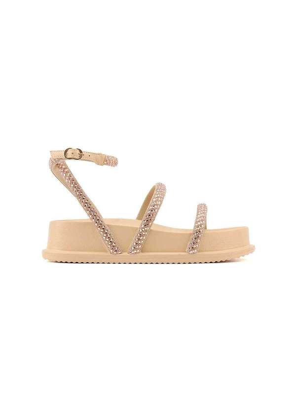 Pixolé - Sandália Flatform Santinelli Strass 1550.004 Rose Rosa
