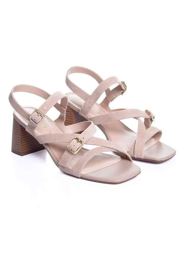 Giulia Domna - Sandália Giulia Domna Salto Médio Couro Nude Nude 3