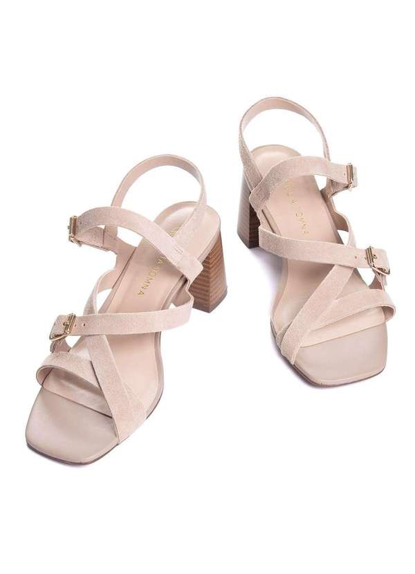 Giulia Domna - Sandália Giulia Domna Salto Médio Couro Nude Nude 4