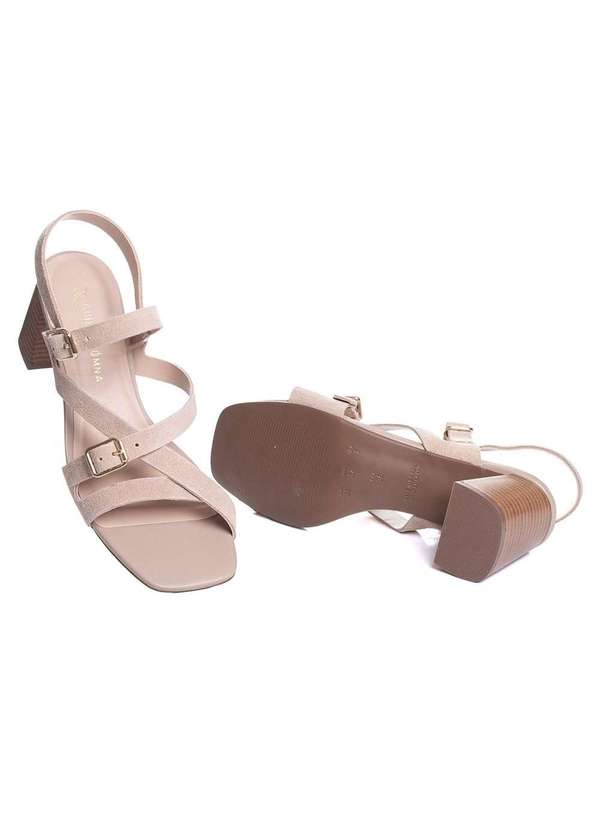 Giulia Domna - Sandália Giulia Domna Salto Médio Couro Nude Nude 6