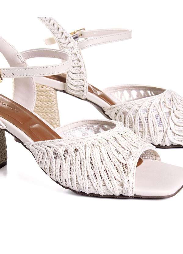 Loucos e Santos - Sandália Loucos e Santos Tramada Salto Bloco Off White Bege 5